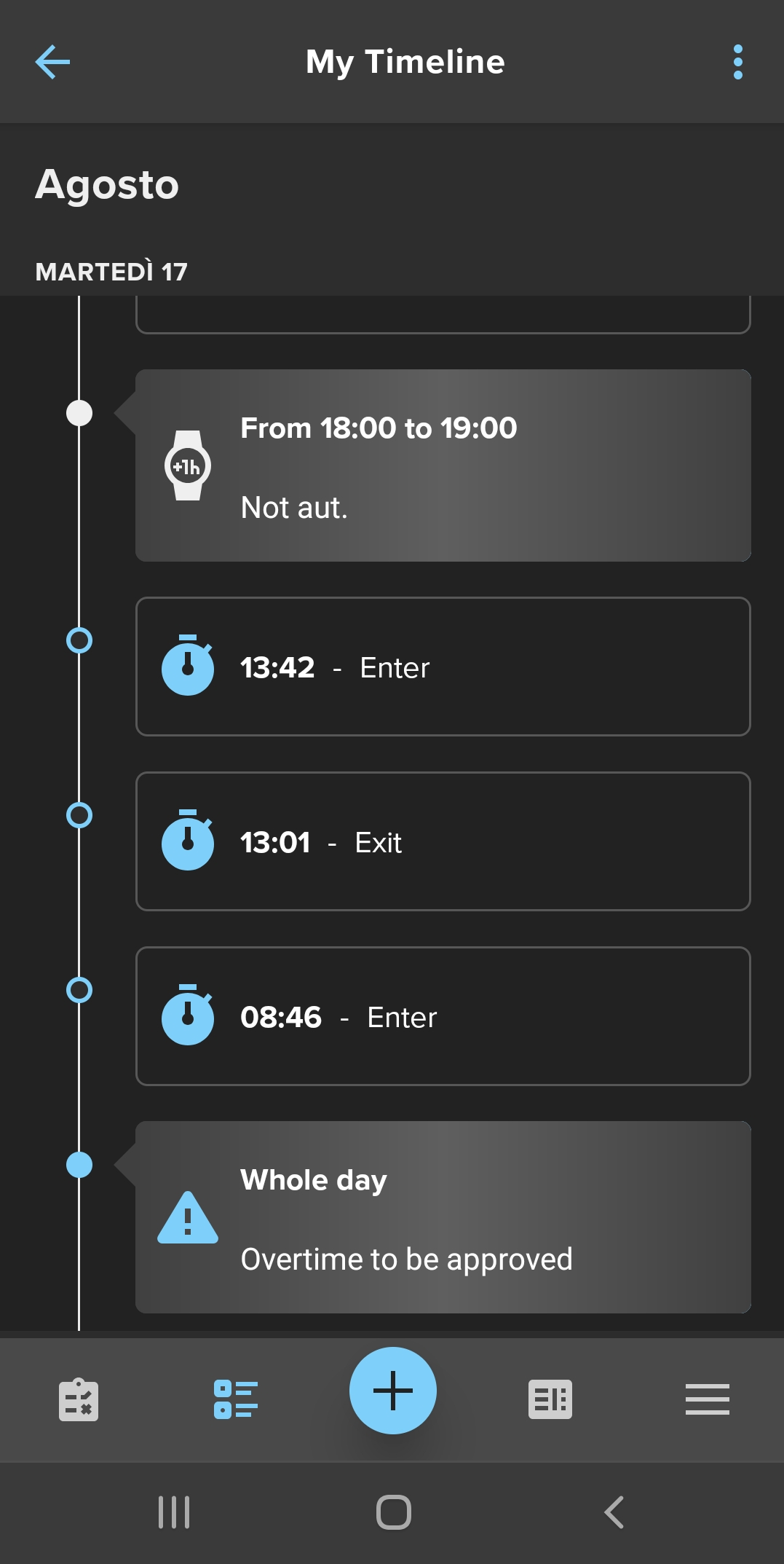 screenshot of Zucchetti Time and Attendance